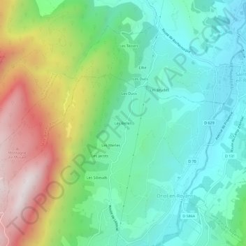 Mapa topográfico Les Belles, altitud, relieve