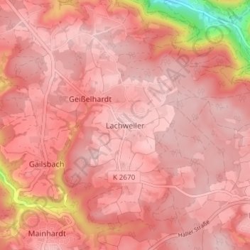 Mapa topográfico Lachweiler, altitud, relieve