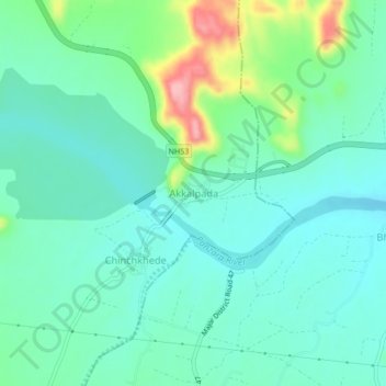 Mapa topográfico Akkalpada, altitud, relieve
