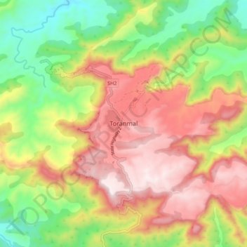 Mapa topográfico Toranmal, altitud, relieve