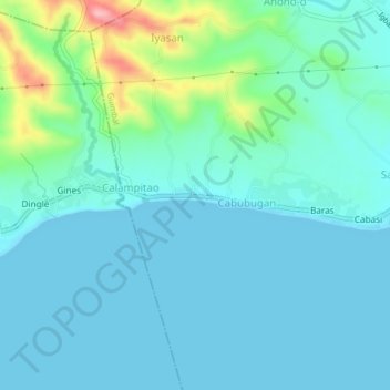 Mapa topográfico Nalundan, altitud, relieve