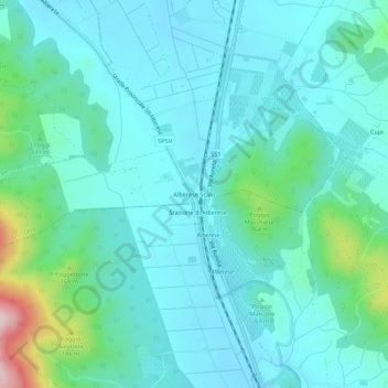 Mapa topográfico Alberese Scalo, altitud, relieve