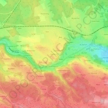 Mapa topográfico Buchbichl, altitud, relieve