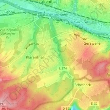 Mapa topográfico Neu-Aschbach, altitud, relieve