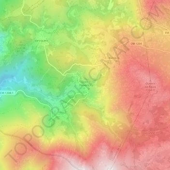 Mapa topográfico Fervença, altitud, relieve