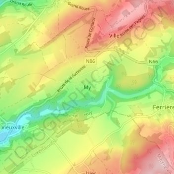 Mapa topográfico My, altitud, relieve