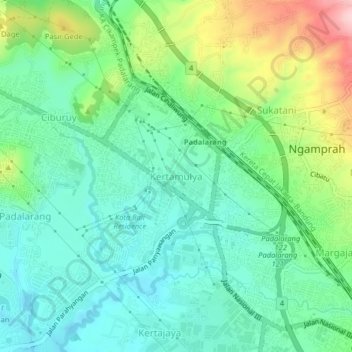 Mapa topográfico Kertamulya, altitud, relieve