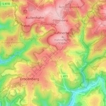 Mapa topográfico Cronenfeld, altitud, relieve