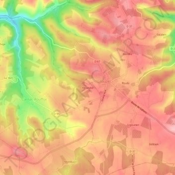 Mapa topográfico Mirandol, altitud, relieve