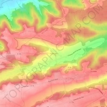 Mapa topográfico Cauhapé, altitud, relieve