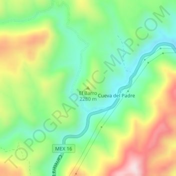 Mapa topográfico El Barro, altitud, relieve