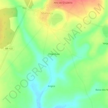 Mapa topográfico Chão Duro, altitud, relieve