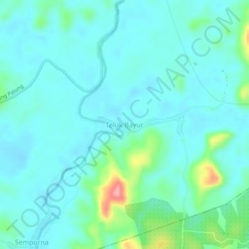 Mapa topográfico Teluk Bayur, altitud, relieve