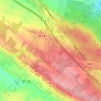 Mapa topográfico Montalivet, altitud, relieve