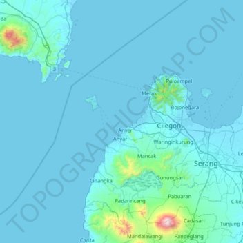 Mapa topográfico Pulau Ular, altitud, relieve