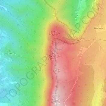 Mapa topográfico Tête Noire, altitud, relieve