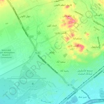 Mapa topográfico Baldia, altitud, relieve