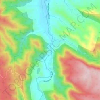 Mapa topográfico Hazeldene, altitud, relieve