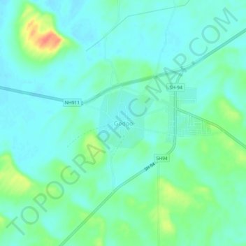 Mapa topográfico Godoo, altitud, relieve