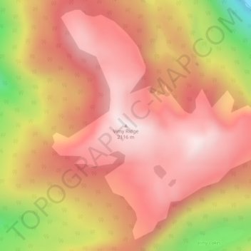 Mapa topográfico Vimy Ridge, altitud, relieve