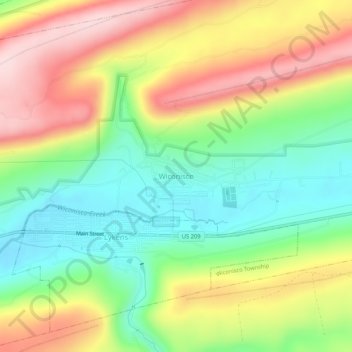 Mapa topográfico Wiconisco, altitud, relieve