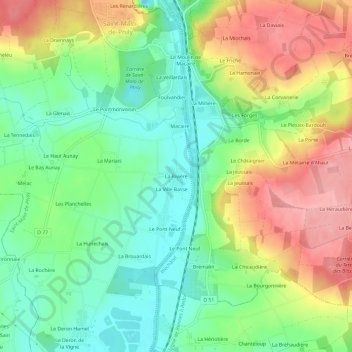 Mapa topográfico La Rivière, altitud, relieve