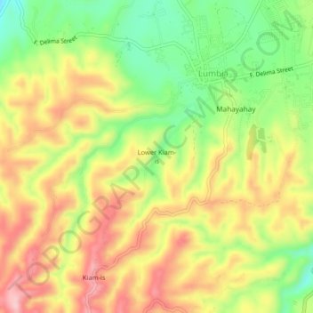 Mapa topográfico Lower Kiam-is, altitud, relieve