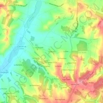 Mapa topográfico Le Mazet, altitud, relieve