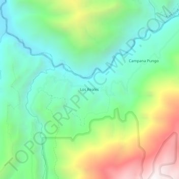 Mapa topográfico Los Reales, altitud, relieve