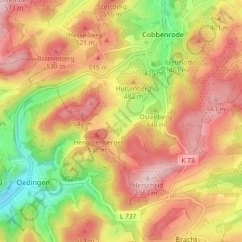 Mapa topográfico Leckmart, altitud, relieve