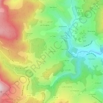 Mapa topográfico La Chaize, altitud, relieve