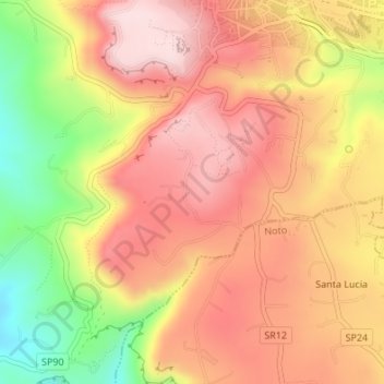 Mapa topográfico Contrada Pineta, altitud, relieve