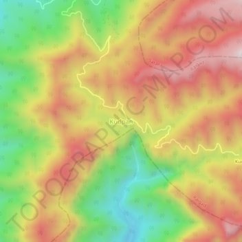 Mapa topográfico Kudpan, altitud, relieve