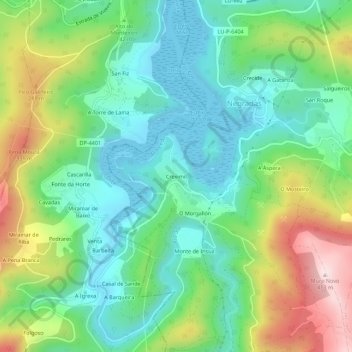 Mapa topográfico Creximil, altitud, relieve