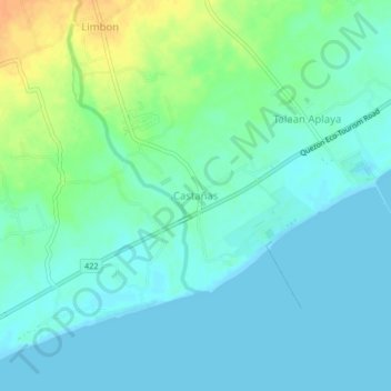 Mapa topográfico Castañas, altitud, relieve