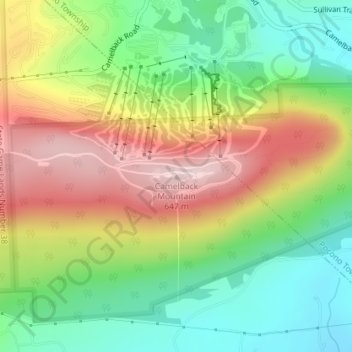 Mapa topográfico Camelback Mountain, altitud, relieve