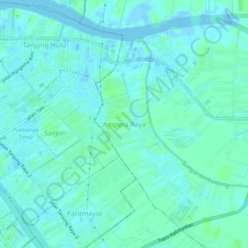 Mapa topográfico Ampera Raya, altitud, relieve