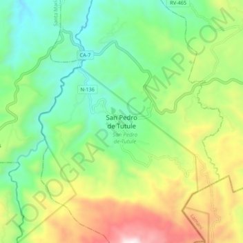Mapa topográfico San Pedro de Tutule, altitud, relieve