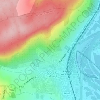 Mapa topográfico Les Surennes, altitud, relieve