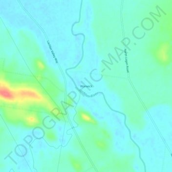 Mapa topográfico Warwick, altitud, relieve