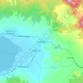 Mapa topográfico Quiroga, altitud, relieve