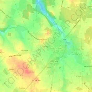 Mapa topográfico Montplaisir, altitud, relieve
