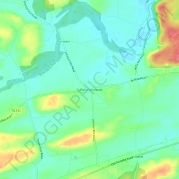 Mapa topográfico Buffalo Crossroads, altitud, relieve