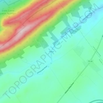 Mapa topográfico Parvin, altitud, relieve