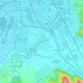 Mapa topográfico Elgersweier, altitud, relieve