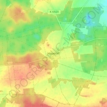 Mapa topográfico Haseloff, altitud, relieve