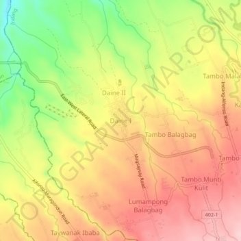 Mapa topográfico Daine I, altitud, relieve