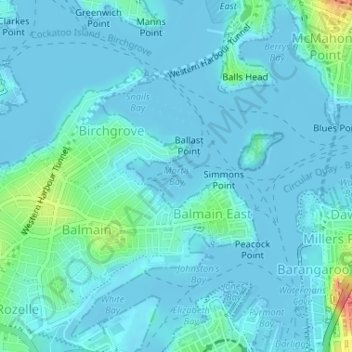 Mapa topográfico Mort's Bay, altitud, relieve