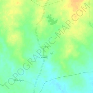 Mapa topográfico Asoli, altitud, relieve