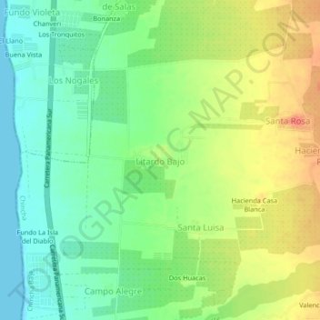 Mapa topográfico Litardo Bajo, altitud, relieve